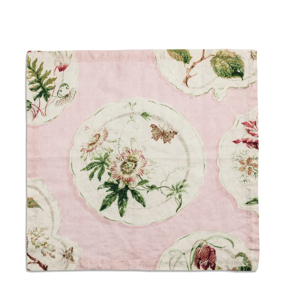 Sale Daylesford Organic Daylesford X Colefax Quince Garden Napkin in Pink with Passion Flower