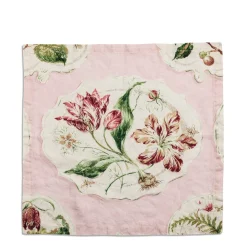 Clearance Daylesford Organic Daylesford X Colefax Quince Garden Napkin in Pink with Tulip