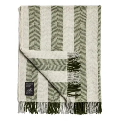 Sale Daylesford Organic Enstone Wool Throw Herringbone Stripe Olive
