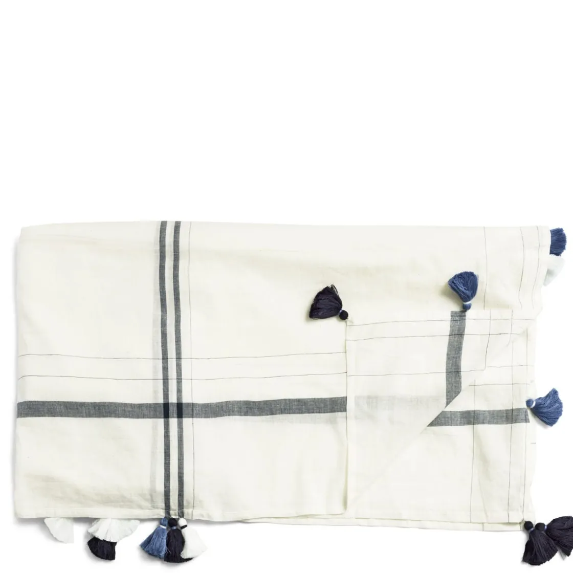 New Daylesford Organic Nila Margin Tablecloth Blue