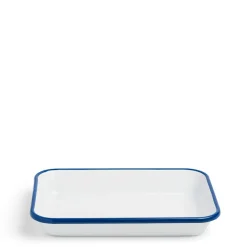 Sale Daylesford Organic White & Blue Enamel Rectangular Dish Large