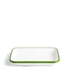 Hot Daylesford Organic White & Green Enamel Rectangular Dish 26cm