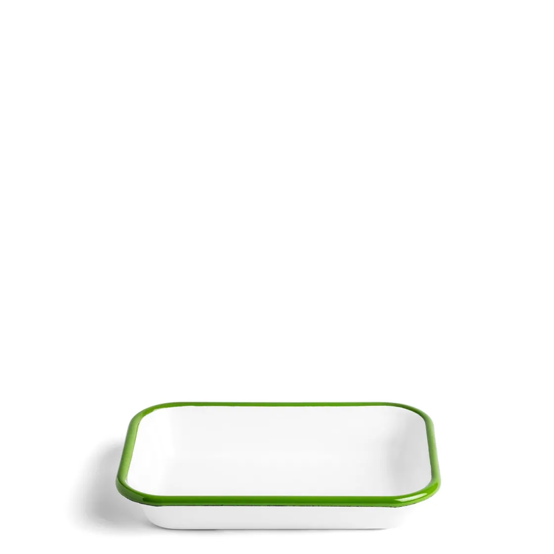 Clearance Daylesford Organic White & Green Enamel Rectangular Dish 21cm