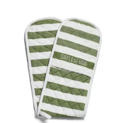 Discount Daylesford Organic White & Green Stripe Double Oven Glove