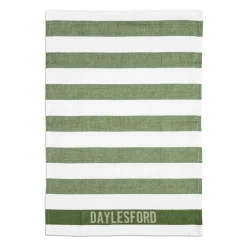 New Daylesford Organic White & Green Stripe Tea Towel
