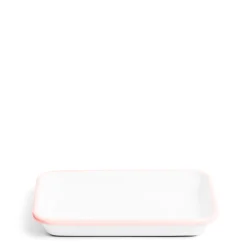 Online Daylesford Organic White & Pink Enamel Rectangular Dish 26cm