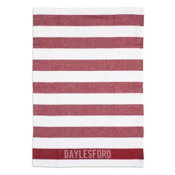 Best Daylesford Organic White & Red Stripe Tea Towel